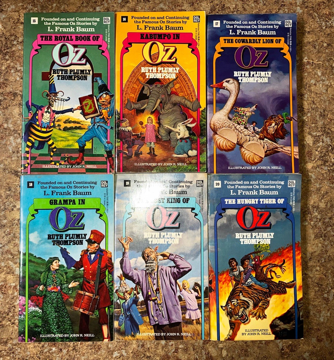 Oz Books L. Frank Baum Set Of 6 Volumes 15-20 by Ruth Plumly Thompson, VTG 1980s