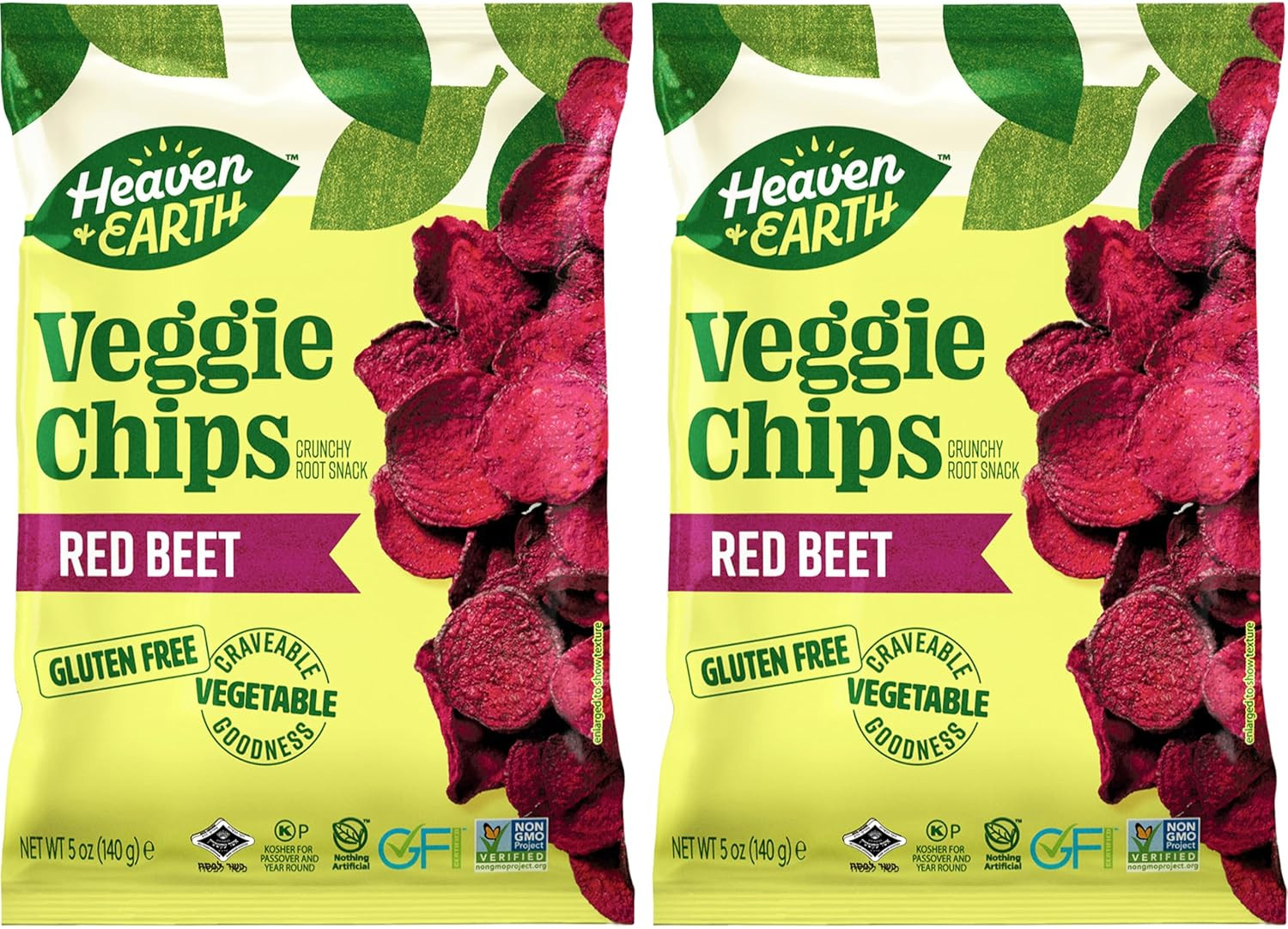 Beet Chips, 5Oz (2 Pack) Gluten Free | Non GMO | Thin & Crisp | Kosher