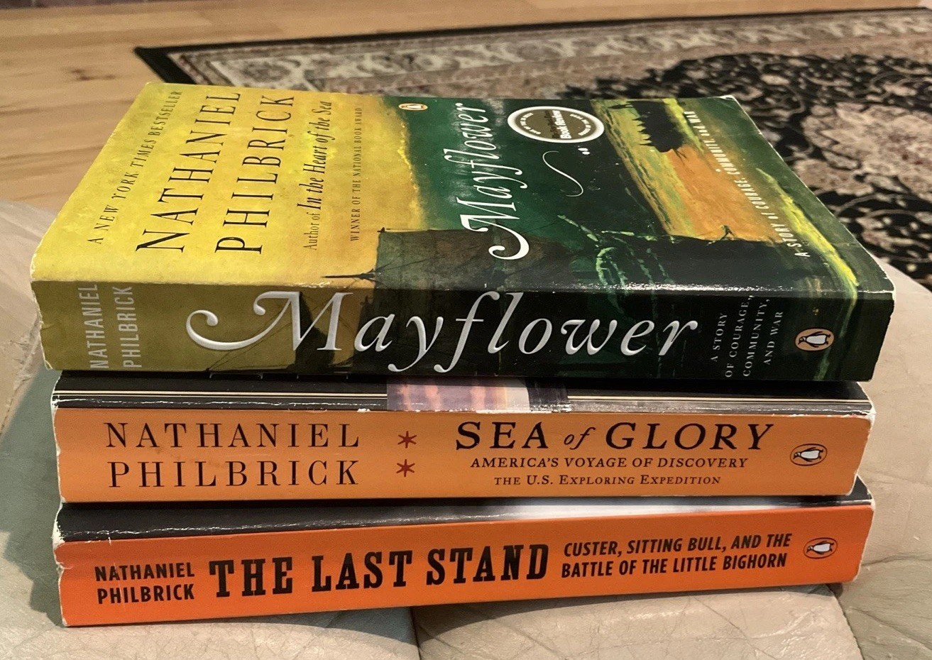 Lot 3 SIGNED TPB’s Nathaniel Philbrick Mayflower Sea Of Glory Last Stand Penguin