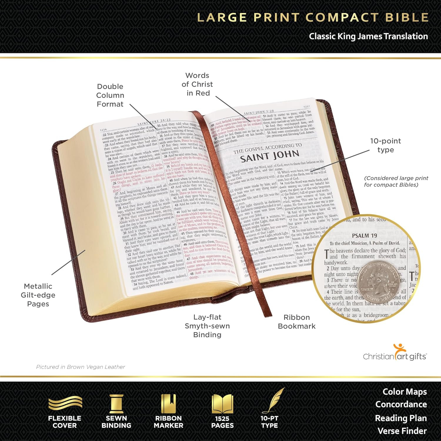 KJV Holy Bible, Compact Large Print Faux Leather Red Letter Edition – Ribbon Mar